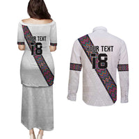 Custom Guatemala Football Couples Matching Puletasi and Long Sleeve Button Shirt Los Chapines White Version - Wonder Print Shop