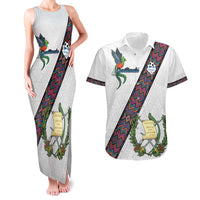 Custom Guatemala Football Couples Matching Tank Maxi Dress and Hawaiian Shirt Los Chapines White Version - Wonder Print Shop