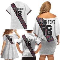 Custom Guatemala Football Family Matching Off Shoulder Short Dress and Hawaiian Shirt Los Chapines White Version - Wonder Print Shop