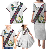Custom Guatemala Football Family Matching Puletasi and Hawaiian Shirt Los Chapines White Version - Wonder Print Shop