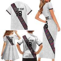 Custom Guatemala Football Family Matching Short Sleeve Bodycon Dress and Hawaiian Shirt Los Chapines White Version - Wonder Print Shop