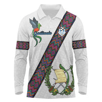 Custom Guatemala Football Long Sleeve Polo Shirt Los Chapines White Version - Wonder Print Shop