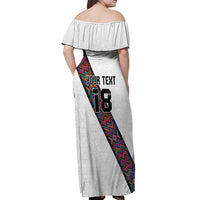 Custom Guatemala Football Off Shoulder Maxi Dress Los Chapines White Version - Wonder Print Shop