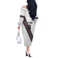 Custom Guatemala Football Off The Shoulder Long Sleeve Dress Los Chapines White Version - Wonder Print Shop