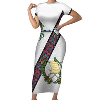 Custom Guatemala Football Short Sleeve Bodycon Dress Los Chapines White Version - Wonder Print Shop