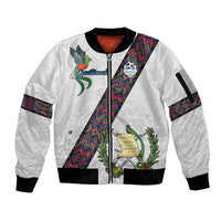 Custom Guatemala Football Sleeve Zip Bomber Jacket Los Chapines White Version - Wonder Print Shop