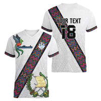 Custom Guatemala Football Women V-Neck T-Shirt Los Chapines White Version - Wonder Print Shop