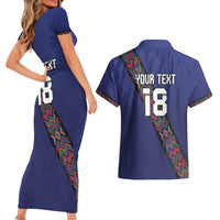 Custom Guatemala Football Couples Matching Short Sleeve Bodycon Dress and Hawaiian Shirt Los Chapines Blue Version - Wonder Print Shop