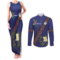 Custom Guatemala Football Couples Matching Tank Maxi Dress and Long Sleeve Button Shirt Los Chapines Blue Version - Wonder Print Shop
