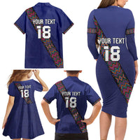 Custom Guatemala Football Family Matching Long Sleeve Bodycon Dress and Hawaiian Shirt Los Chapines Blue Version - Wonder Print Shop