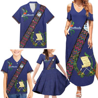 Custom Guatemala Football Family Matching Summer Maxi Dress and Hawaiian Shirt Los Chapines Blue Version - Wonder Print Shop