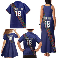 Custom Guatemala Football Family Matching Tank Maxi Dress and Hawaiian Shirt Los Chapines Blue Version - Wonder Print Shop