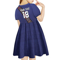 Custom Guatemala Football Kid Short Sleeve Dress Los Chapines Blue Version - Wonder Print Shop