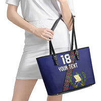 Custom Guatemala Football Leather Tote Bag Los Chapines Blue Version - Wonder Print Shop