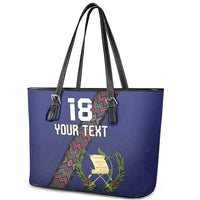 Custom Guatemala Football Leather Tote Bag Los Chapines Blue Version - Wonder Print Shop