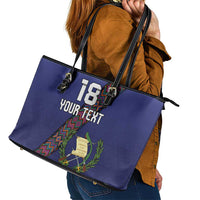 Custom Guatemala Football Leather Tote Bag Los Chapines Blue Version - Wonder Print Shop
