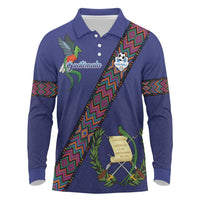 Custom Guatemala Football Long Sleeve Polo Shirt Los Chapines Blue Version - Wonder Print Shop