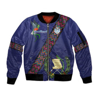 Custom Guatemala Football Sleeve Zip Bomber Jacket Los Chapines Blue Version - Wonder Print Shop