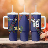 Custom Guatemala Football Tumbler With Handle Los Chapines Blue Version - Wonder Print Shop