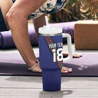 Custom Guatemala Football Tumbler With Handle Los Chapines Blue Version - Wonder Print Shop
