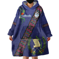 Custom Guatemala Football Wearable Blanket Hoodie Los Chapines Blue Version - Wonder Print Shop