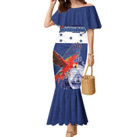 Honduras Independence Day Family Matching Mermaid Dress and Hawaiian Shirt Scarlet Macaw Flag Style - Wonder Print Shop