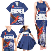 Honduras Independence Day Family Matching Tank Maxi Dress and Hawaiian Shirt Scarlet Macaw Flag Style - Wonder Print Shop