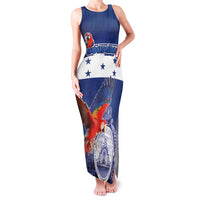 Honduras Independence Day Family Matching Tank Maxi Dress and Hawaiian Shirt Scarlet Macaw Flag Style - Wonder Print Shop