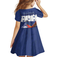Honduras Independence Day Kid Short Sleeve Dress Scarlet Macaw Flag Style - Wonder Print Shop