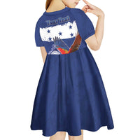 Honduras Independence Day Kid Short Sleeve Dress Scarlet Macaw Flag Style - Wonder Print Shop