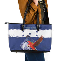 Honduras Independence Day Leather Tote Bag Scarlet Macaw Flag Style - Wonder Print Shop