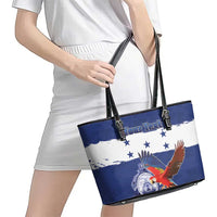 Honduras Independence Day Leather Tote Bag Scarlet Macaw Flag Style - Wonder Print Shop