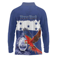 Honduras Independence Day Long Sleeve Polo Shirt Scarlet Macaw Flag Style - Wonder Print Shop