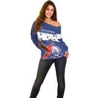 Honduras Independence Day Off Shoulder Sweater Scarlet Macaw Flag Style - Wonder Print Shop
