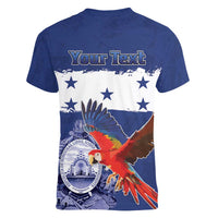 Honduras Independence Day Women V-Neck T-Shirt Scarlet Macaw Flag Style - Wonder Print Shop