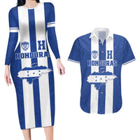 Custom Honduras Football Couples Matching Long Sleeve Bodycon Dress and Hawaiian Shirt La H Go Champion - Wonder Print Shop
