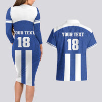 Custom Honduras Football Couples Matching Long Sleeve Bodycon Dress and Hawaiian Shirt La H Go Champion - Wonder Print Shop