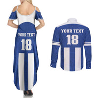 Custom Honduras Football Couples Matching Summer Maxi Dress and Long Sleeve Button Shirt La H Go Champion - Wonder Print Shop