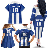 Custom Honduras Football Family Matching Off The Shoulder Long Sleeve Dress and Hawaiian Shirt La H Go Champion - Wonder Print Shop