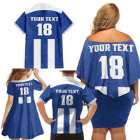 Custom Honduras Football Family Matching Off Shoulder Short Dress and Hawaiian Shirt La H Go Champion - Wonder Print Shop