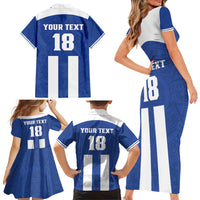 Custom Honduras Football Family Matching Short Sleeve Bodycon Dress and Hawaiian Shirt La H Go Champion - Wonder Print Shop