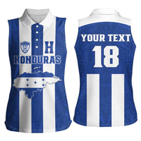 Custom Honduras Football Women Sleeveless Polo Shirt La H Go Champion - Wonder Print Shop