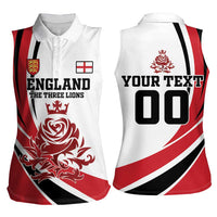 Custom England Football Women Sleeveless Polo Shirt Simple Style - Wonder Print Shop