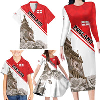 Custom England Rose Family Matching Long Sleeve Bodycon Dress and Hawaiian Shirt With Big Ben - Wonder Print Shop