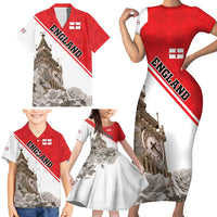 Custom England Rose Family Matching Short Sleeve Bodycon Dress and Hawaiian Shirt With Big Ben - Wonder Print Shop