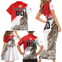 Custom England Rose Family Matching Short Sleeve Bodycon Dress and Hawaiian Shirt With Big Ben - Wonder Print Shop