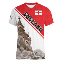 Custom England Rose Women V-Neck T-Shirt With Big Ben - Wonder Print Shop