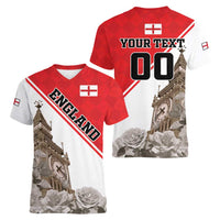Custom England Rose Women V-Neck T-Shirt With Big Ben - Wonder Print Shop