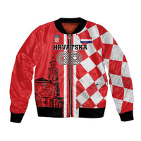Custom Croatia Bomber Jacket Checkerboard Hrvatska Simple Style - Wonder Print Shop