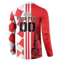 Custom Croatia Button Sweatshirt Checkerboard Hrvatska Simple Style - Wonder Print Shop